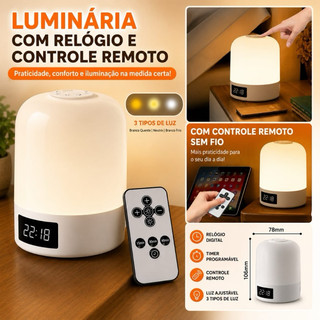Lampada De Cabeceira Do Quarto Luz Noturna De Toque De Relogio Digital De 3 Cores Abajur LED