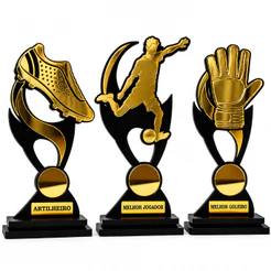 Kit Troféu Melhor Jogador Artilheiro Goleiro Em Acrílico MDF Para Destaque Premiação Decoração