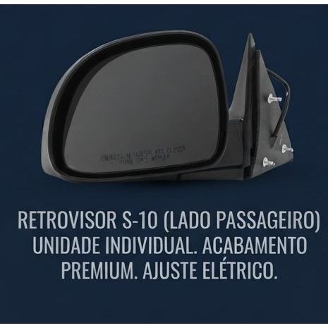 Retrovisor S10 de 1995 até 2011 Eletrico Preto Liso — imagem 2 de 2