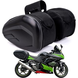 Bolsa expansível para moto - 45x24cm vira 45x34cm, PU antidesgaste, 2 capas de chuva incluso