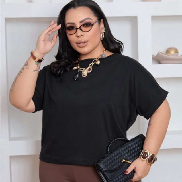 Blusa feminina de algodão Camiseta Oversized Cropped Feminina Soltinha Tshirt Leve Camiseta Básica único soltinho