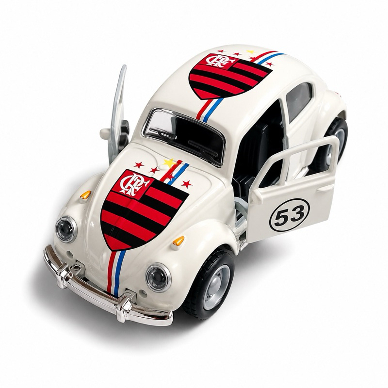 Miniatura Fusca Herbie branco a frecção edição times de futebol