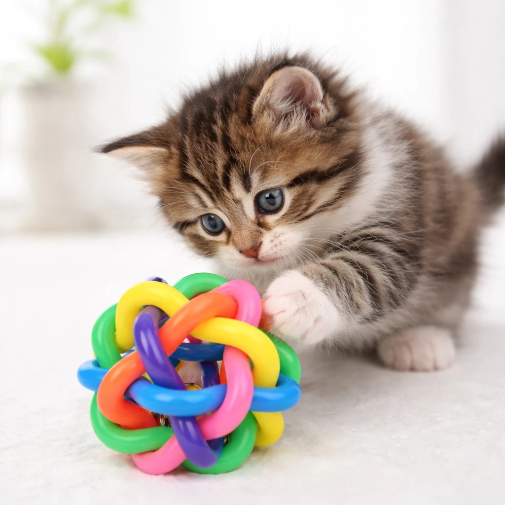Brinquedo para Gato Bola com Guizo Colorida Interativo Pet para Gatos e Cachorros