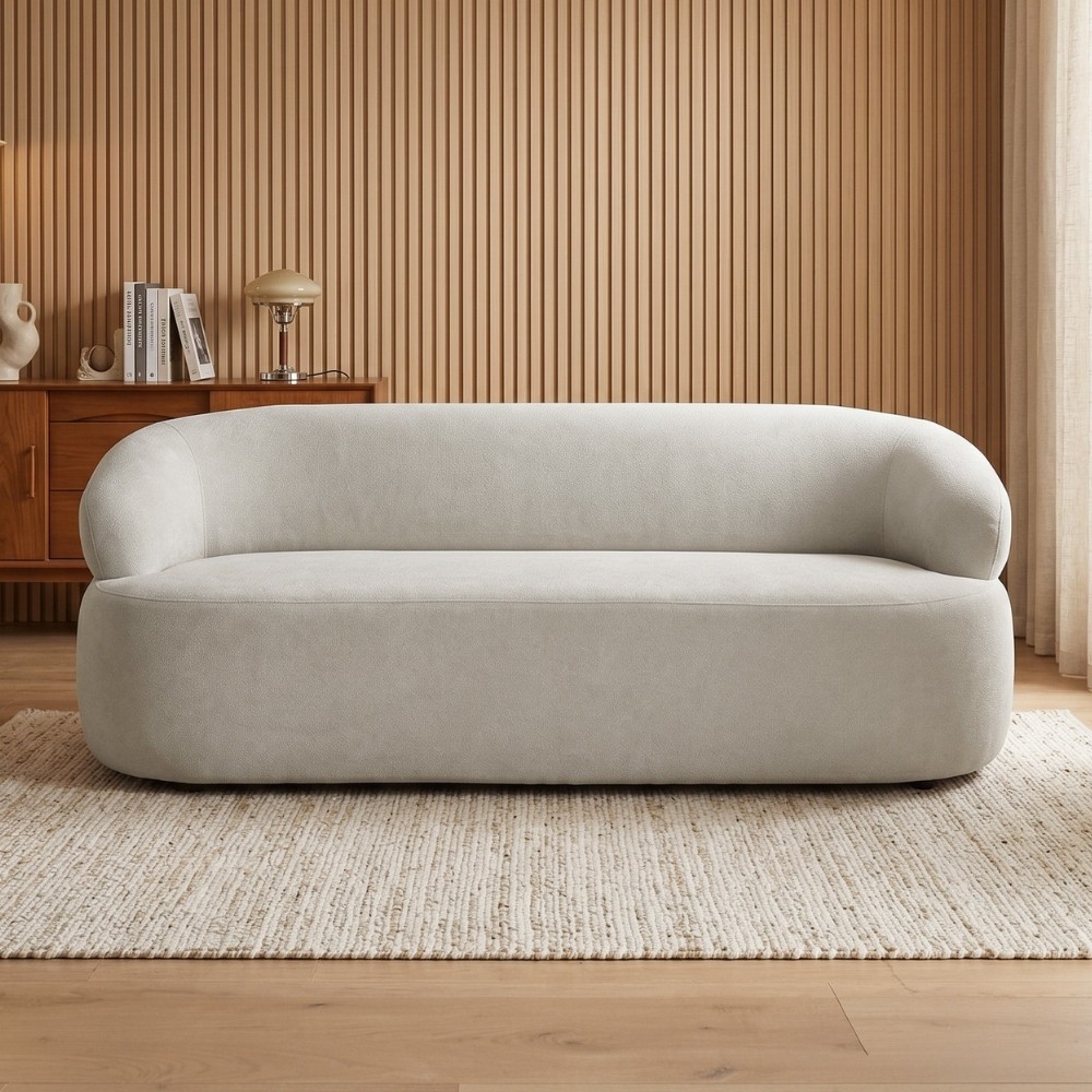 Sofá 2 Lugares Orgânico Sala de Estar Living 140cm Carmen F04 Bouclê Bege - Lyam Decor · foto 2