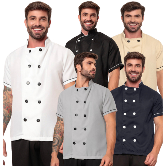 Dolma Chef Masculina Manga Curta Emerald Várias Cores Gardenia Jalecos