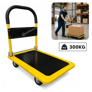 Carrinho Plataforma Dobrável 150kg Aço Reforçado 4 Rodas BOM2852