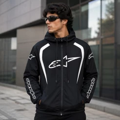 Jaqueta Corta Vento Masculina Estilo Motociclista Com capuz Ziper e Bolso Otima Qualidade