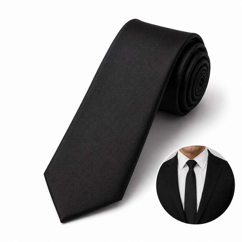 Gravata Slim Preta Lisa Masculina Social Elegante para Casamento Trabalho Festa Promoção