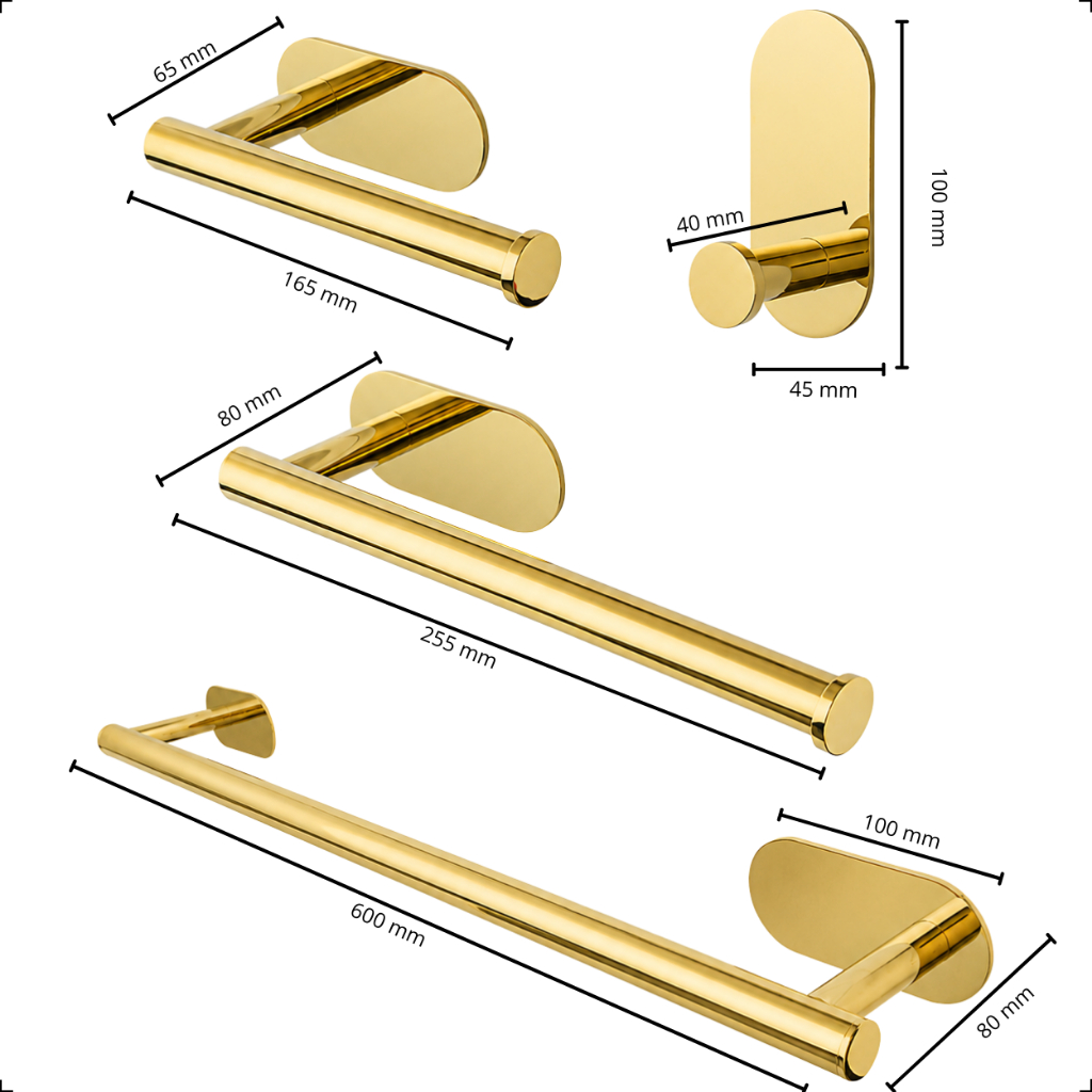 Kit Suporte Acessórios Para Banheiro Lavabo Aromatec Em Aço Inox Gold Dourado Com 4 Peças · foto 2