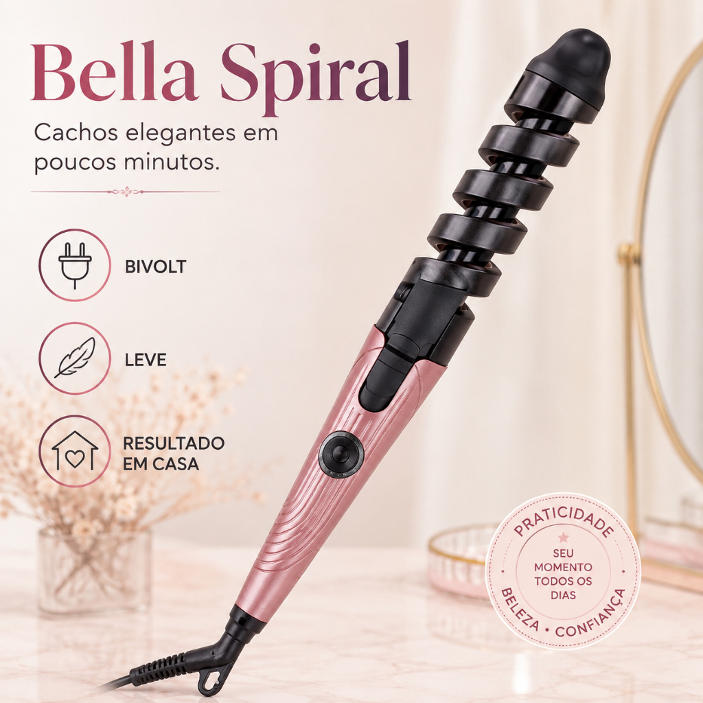 Bella Spiral Modelador de Cachos Espiral Bivolt 30W | Babyliss Modelador de Cachos Profissional Portátil para Cabelos On