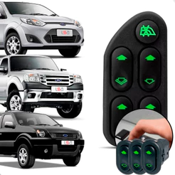 Jogo de Botão de Vidro Elétrico Ford Fiesta Ecosport Ranger 1 Botão Quadruplo e 3 Simples 2003/2011