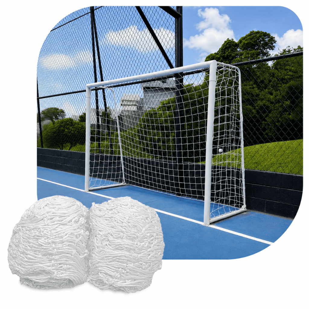 Par de Rede para Trave de Gol Futsal Fio 2 Caixote Seda Futebol de Salão