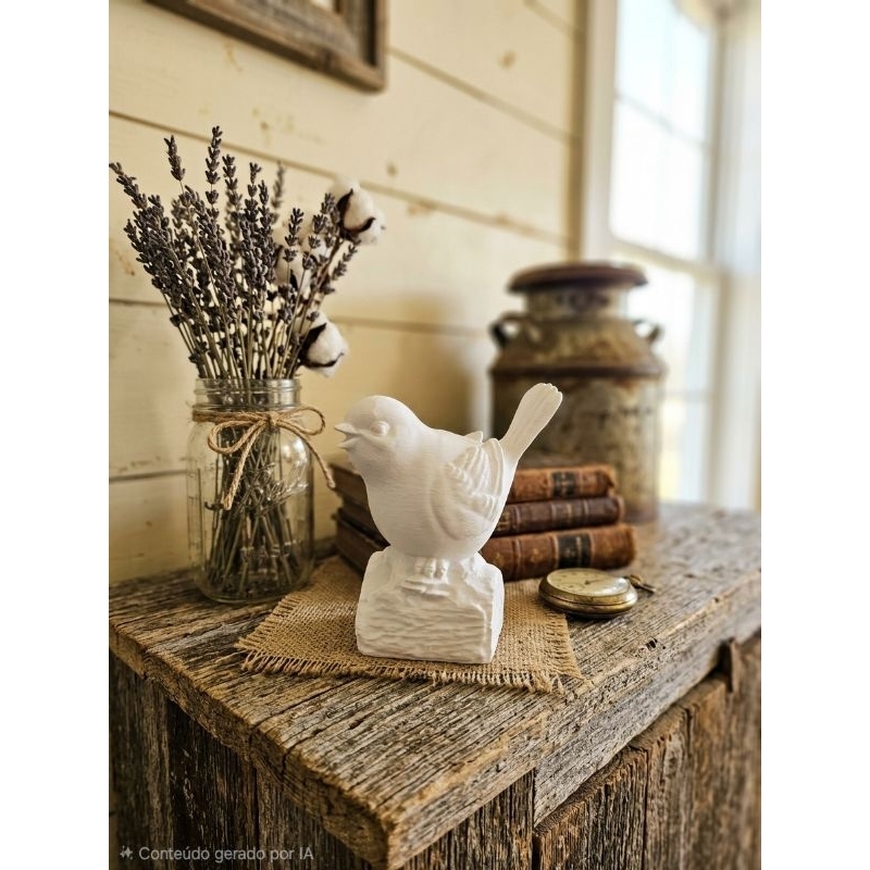 Passarinho Decorativo Decoração Farmhouse Minimalista Escandinava Moderna Sala Estante Aparador Luxo