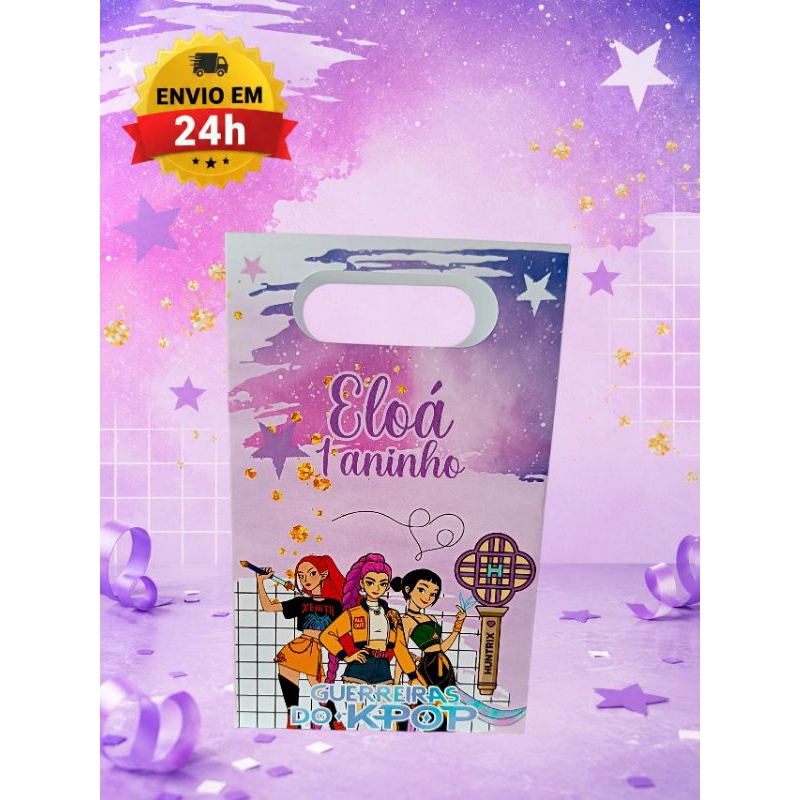 Sacolinha Personalizada Guerreiras do KPOP Com Nome e Idade Pegue e Monte Lembrancinha Aniversário