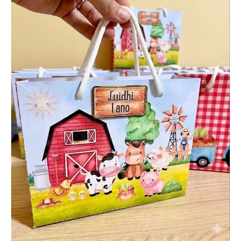 30 Sacolinhas Personalizada Fazendinha Lembrancinha Aniversário