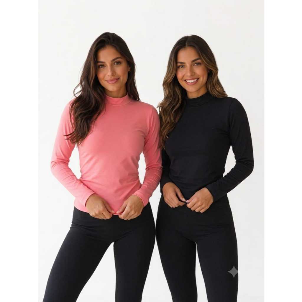 Kit 2 Blusa Térmica Peluciada Feminina Segunda Pele Inverno Frio