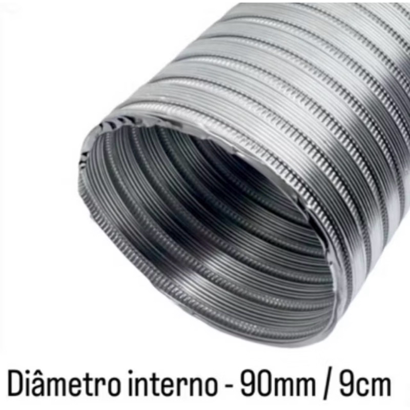 Tubo Duto De Exaustão Aro e abraçadeira 90mm 1.50/3.00 Para Aquecedores De Água A Gás