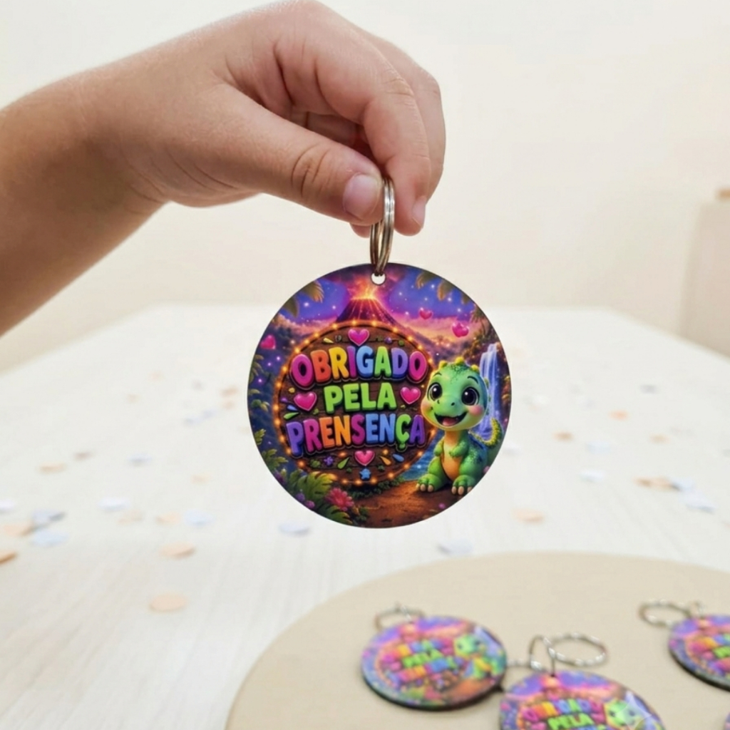 Kit 25 Chaveiros Personalizados Dinossauro Baby | Lembrancinha Aniversário Infantil,  | MDF Sublimado