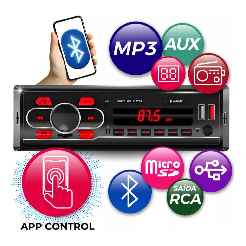 Aparelho De Som Carro Radio Automotivo Bluetooth Pendrive Sd Rádio