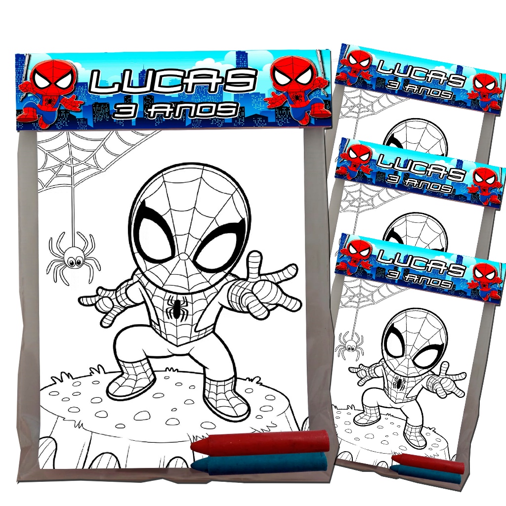 Kit's para colorir Personalizado Festa Infantil Homem Aranha / Baby / Cute Lembrancinhas