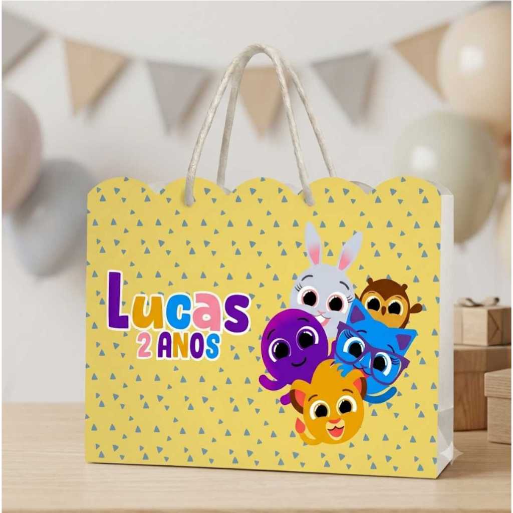Kit Sacolinha Onduladas Bolofofo Personalizado (20x15x5) PEGUE E MONTE Lembrancinha Kit Festa Infantil Aniversario