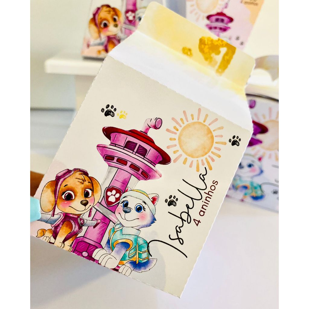 Kit Caixa Personalizada Patrulha Canina Menina / Skye e Everest / Lembrancinha de Festa / Aniversário