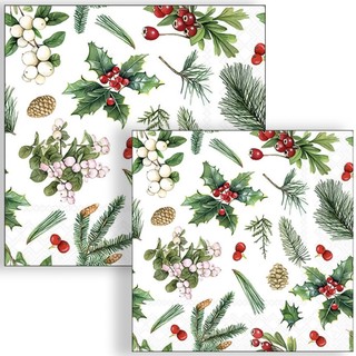 Guardanapo Para Decoupage Ambiente 33x33cm Folhagem De Inverno Branca C/2