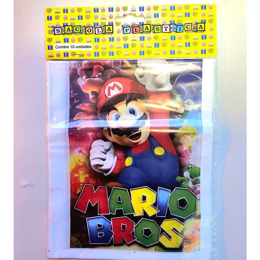 Sacolinha Plástica Surpresa Mario Festa Infantil Aniversário Lembrancinha Kit Doces Game