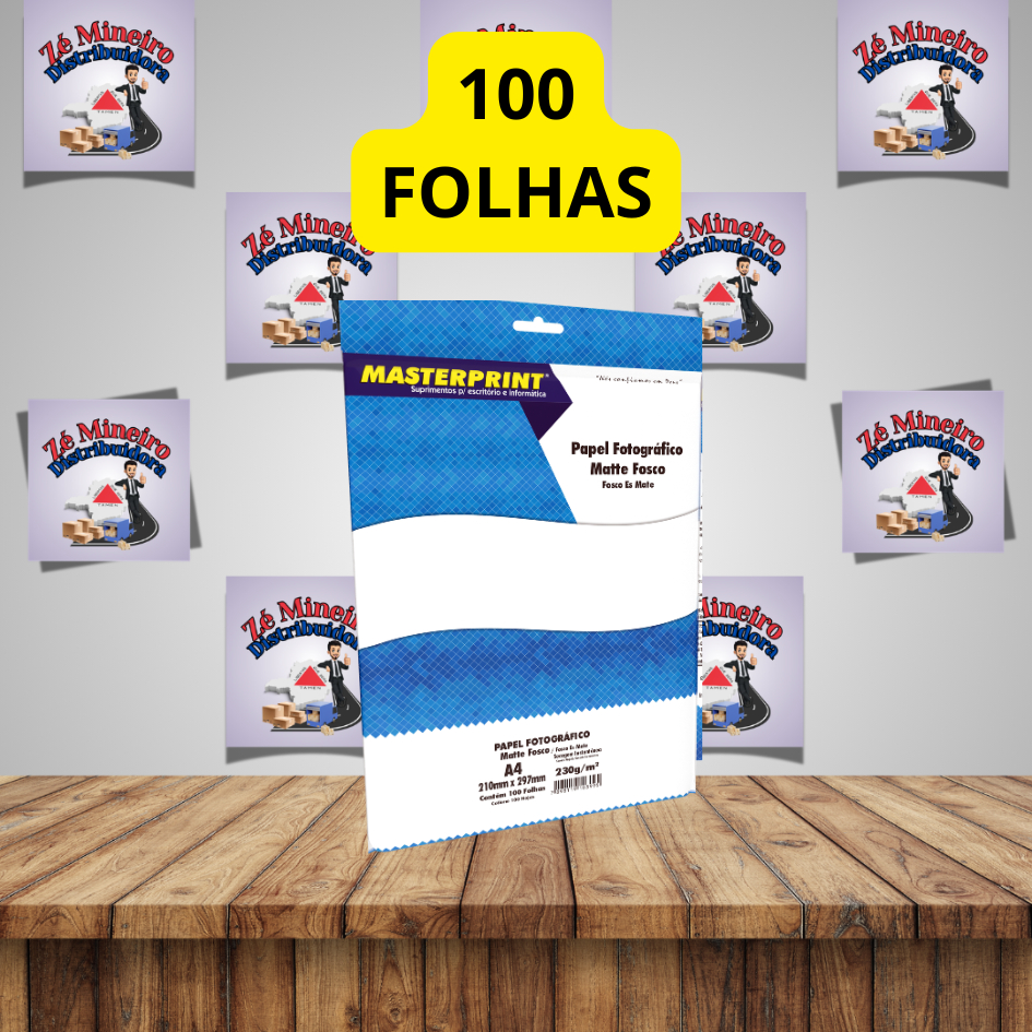 100 Folhas Papel Fotográfico Matte Fosco 230g A4 Masterprint Foto Matte Premium Aveludado Acetinado — imagem 2 de 2
