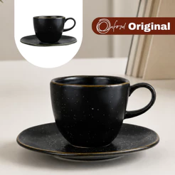 Xícara De Chá 220mL Com Pires Porcelana Ryo Volcano Oxford - Original