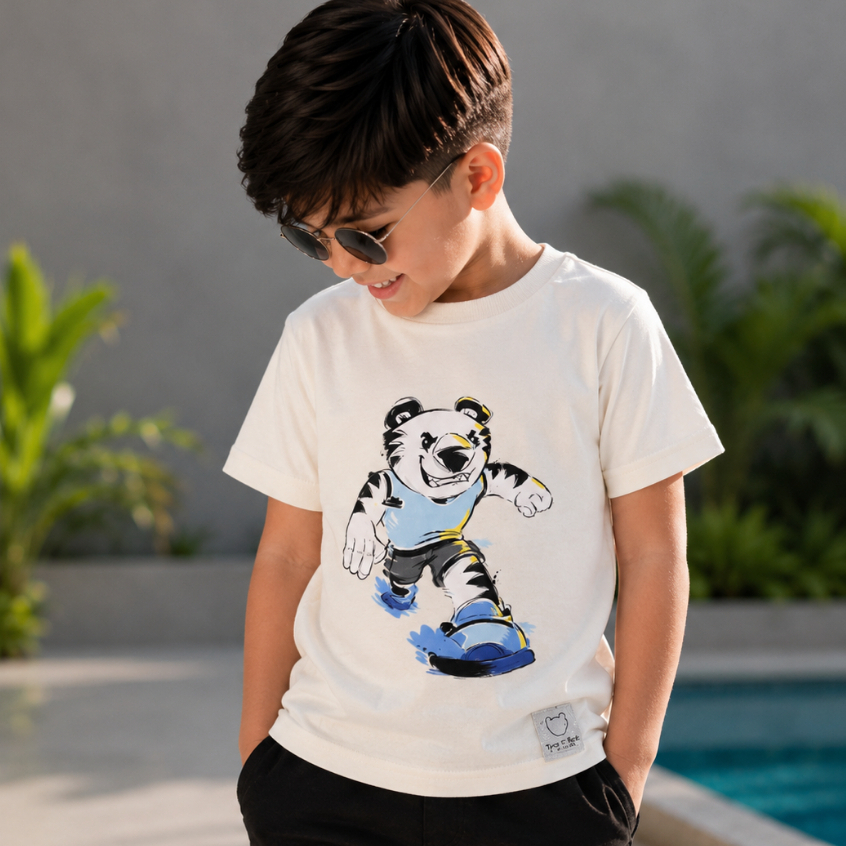 Camiseta Infantil Menino T. Tigre Manga Curta Estampada Verão Estampas Sortidas