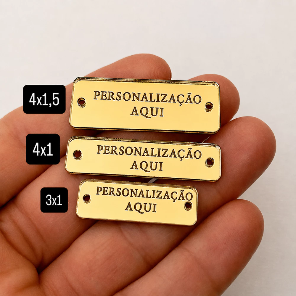 KIT 70 Etiquetas Personalizadas Acrílico DOURADO Plaquinha Tags