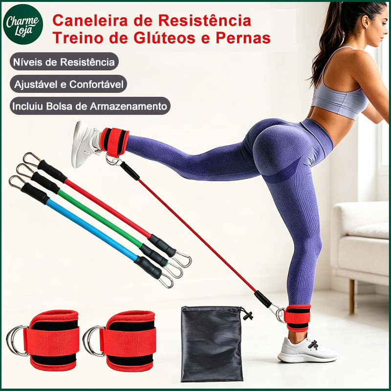 Kit Tornozeleira com Faixas de Resistência para Tonificar Glúteos e Pernas, Acessório de Treino Fitness Residencial