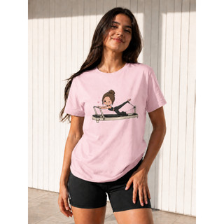 Camiseta Feminina Pilates Estampa Cute Fitness Treino 100% Algodão