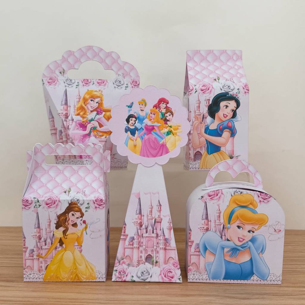 KIT FESTA PRONTA ENTREGA PRINCESAS DISNEY Personalizado PEGUE E MONTE Lembrancinhas - Caixinhas