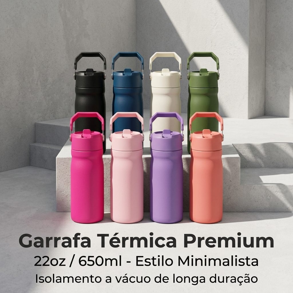 Garrafa térmica 650ML de aço inoxidável de alta qualidade com alça canudo