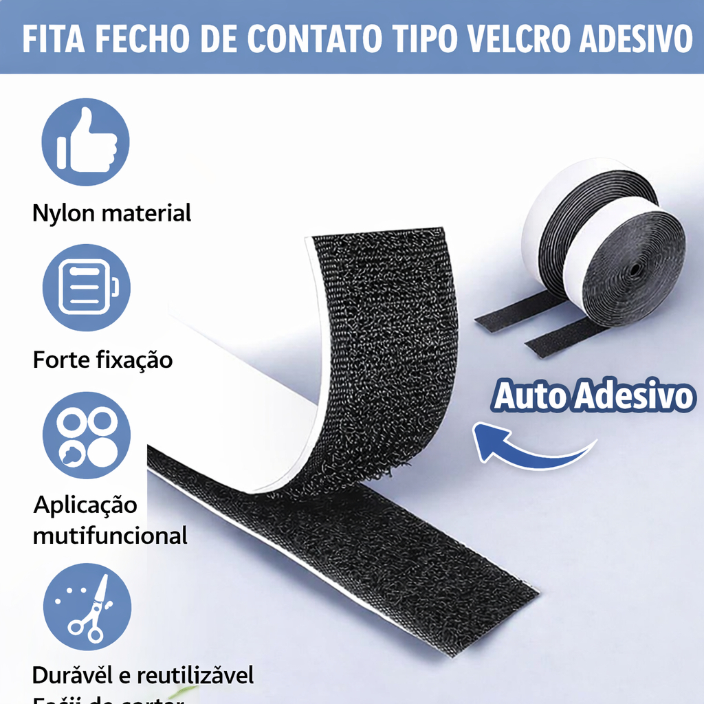 Fecho Contato Auto Adesivo 1,6 cm Branco Preto Tela Mosquiteiro
