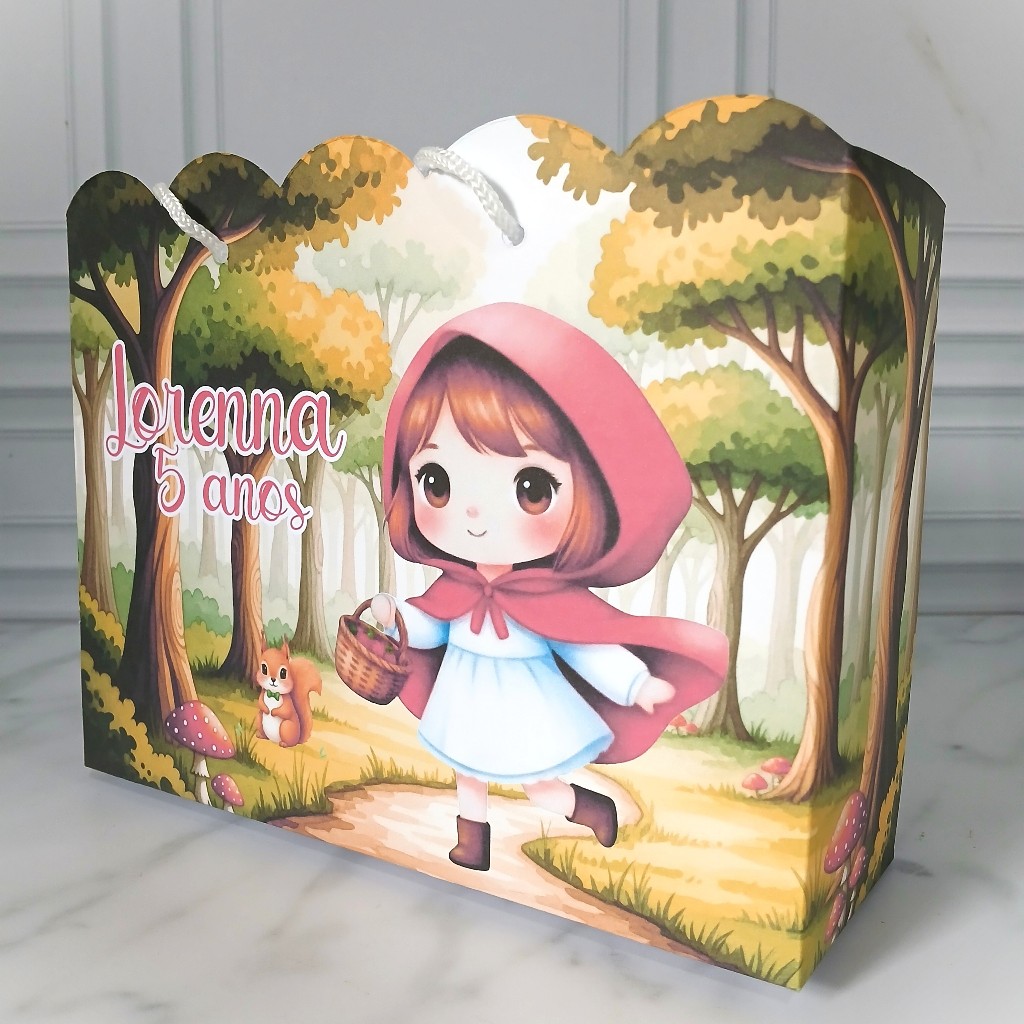 Sacolinha Personalizada Chapeuzinho Vermelho - PEGUE E MONTE - Lembrancinha de Aniversário Infantil