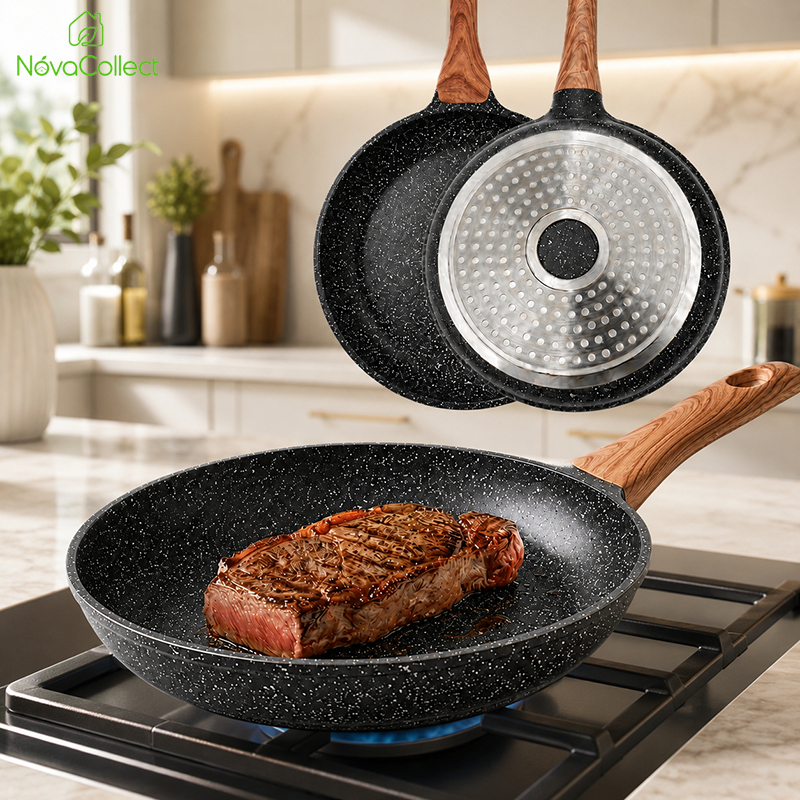 Frigideira Cerâmica Antiaderente 24/26/28cm para Indução e Gás Cooktop
