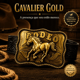 Cinto Sertanejo Rodeio Luxo Unissex Cavalo Dourado — Destaque no Festas Presença que Impõe Estilo