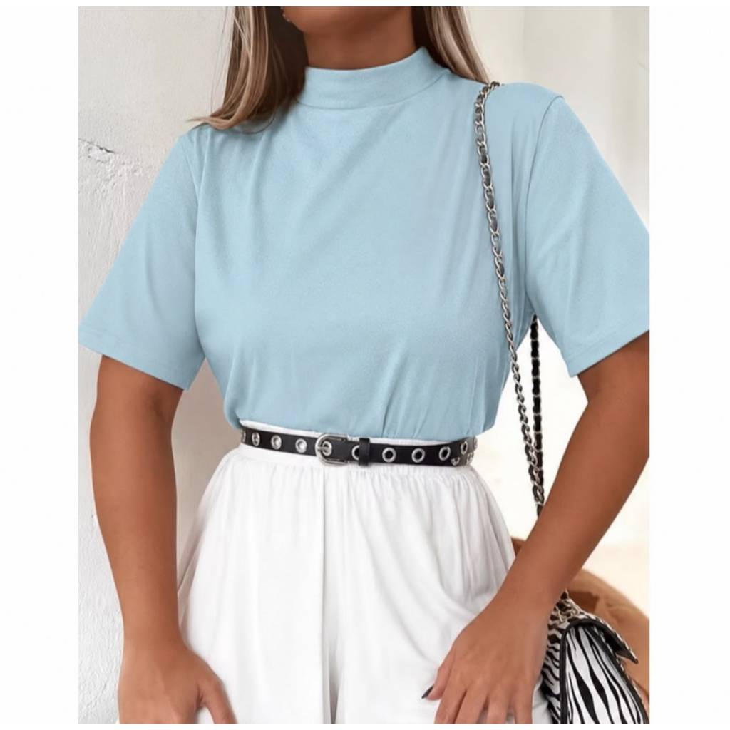 T-SHIRT MALHA GOLA ALTA