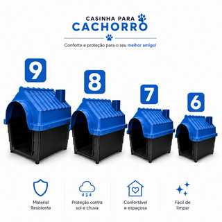 Casinha N9 N8 N7 N6 Plástica Desmontavel Para Cachorro Grande Médio Pequeno Porte Proteção UV