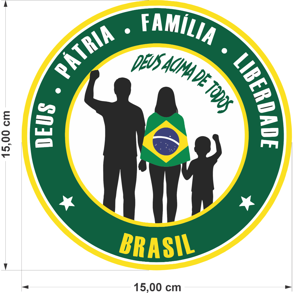 Adesivo Patriota Brasil Circulo 15cm Familia Carro Moto Mala Notebook impresso AD1243