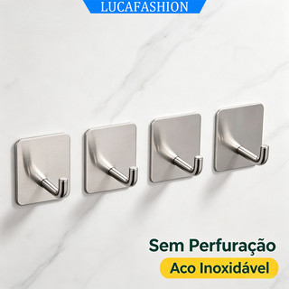 Kit 8 Ganchos Inox Adesivo 3m Cabide De Parede Autocolante Casa Banheiro Cozinha Quarto LUCA