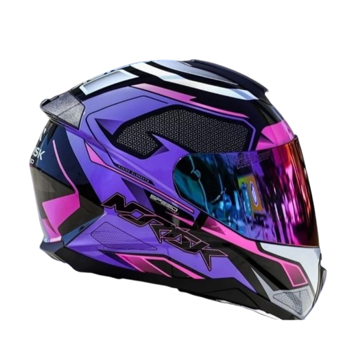 Capacete Moto Norisk Razor Speedmax Masculino Feminino Preto Rosa Roxo Brilhante Esportivo