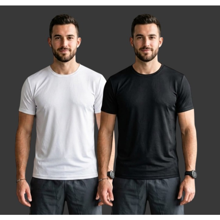 Kit 2 Camisetas Dry Fit Masculina Treino Blusa Confortável Academia Corrida Esportes Tecido Sem Odor e Proteção UV