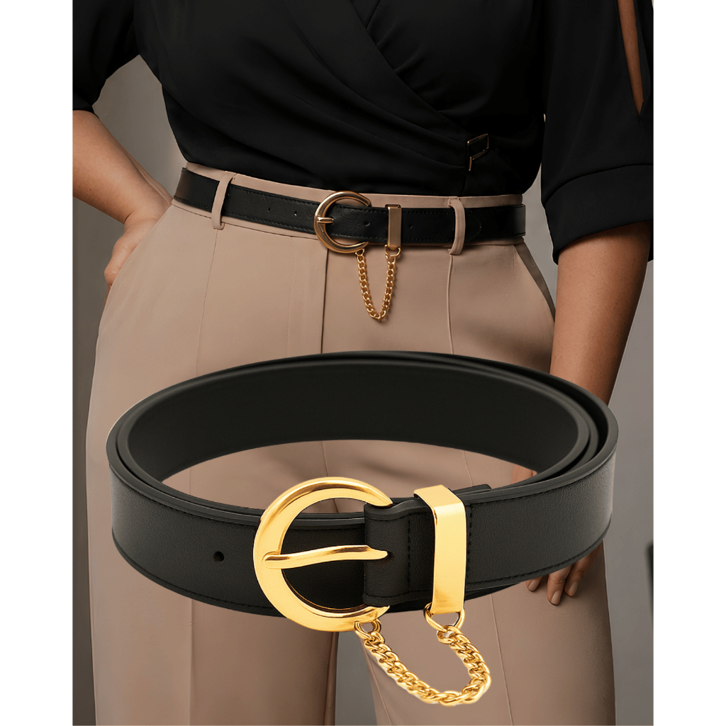 Cinto Feminino Fino Plus Size Fivela Corrente Dourada Basico Da Moda Fininho Versátil Sofisticado