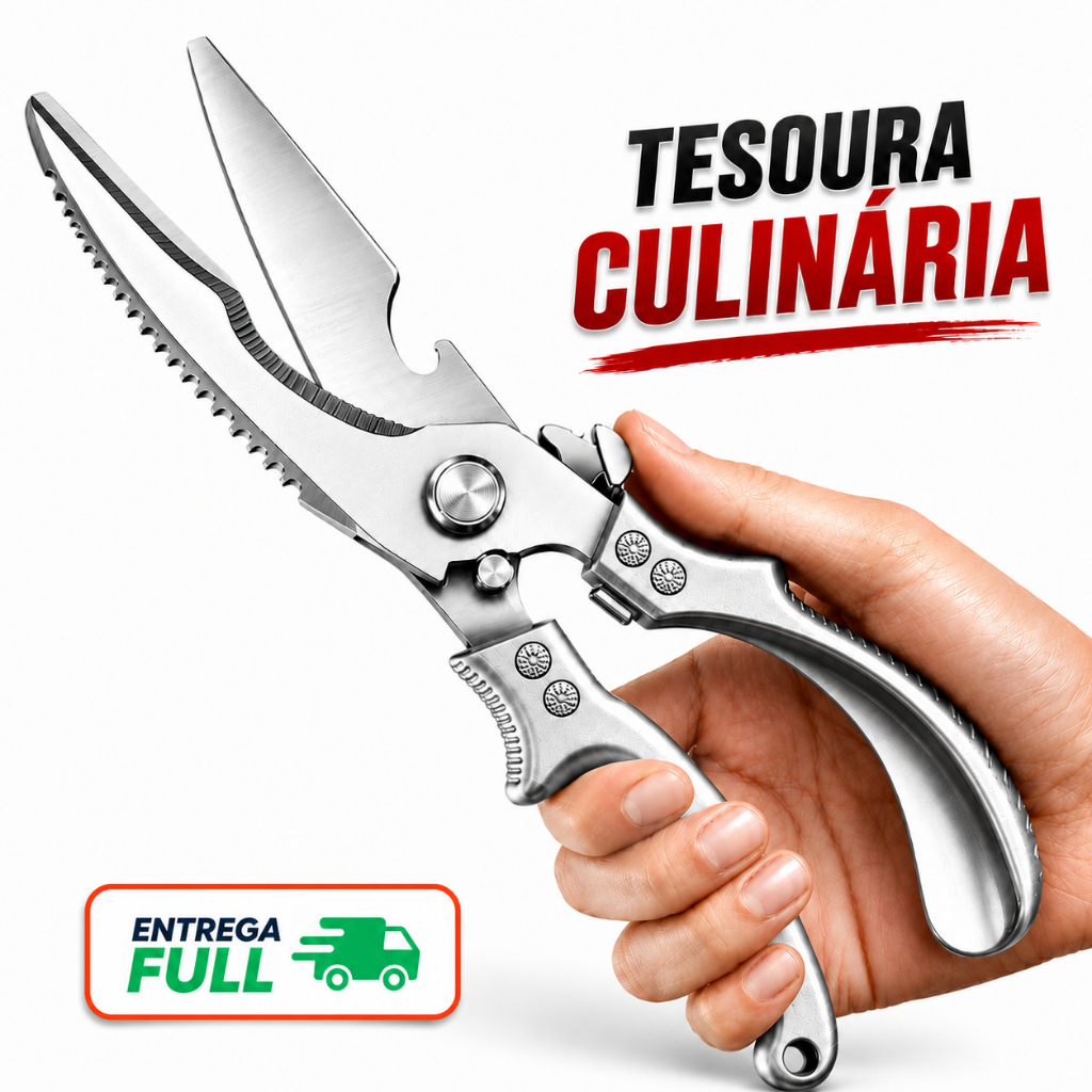 Tesoura Multifuncional Para Corte  Cozinha Alimentos Frango Peixes Legumes Verdura Aço Inoxidável