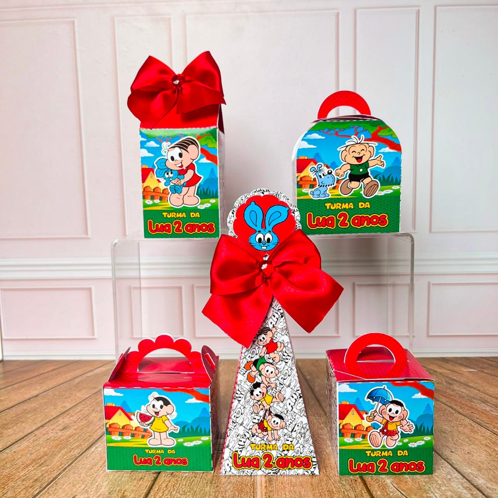 Kit Caixinhas Personalizadas Tema Turma da Mônica + BRINDE| Lembrancinhas para Festa e Aniversário