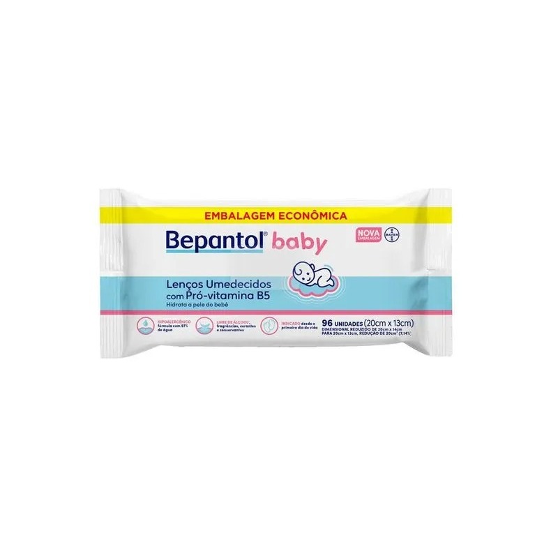 Kit Lenços Umedecidos Para Bebês Bepantol Baby 96 Unidades